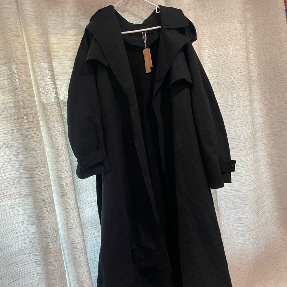 SKIMS Black Hooded Trench Coat